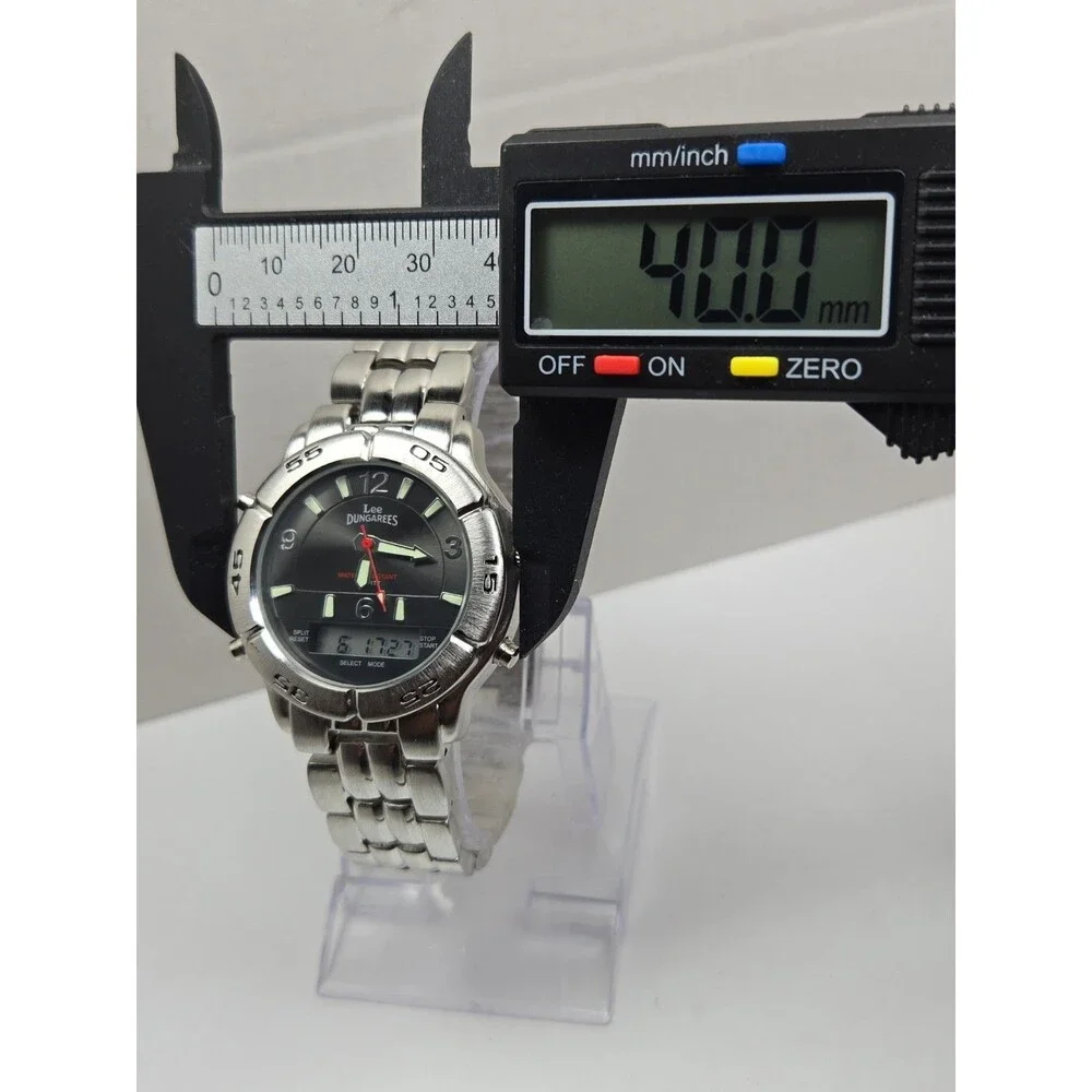 Vintage Lee Dungarees Mens Analog Digital Sport Metal Bracelet Watch New Battery